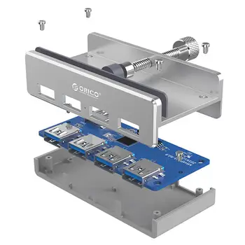 ORICO MH4PU Aluminiu 4 Porturi HUB USB 3.0 de Mare Viteză de Afișare Splitter Multi-Funcție de Puterea de Masă Adaptor de Montare Intervalul 10-32mm