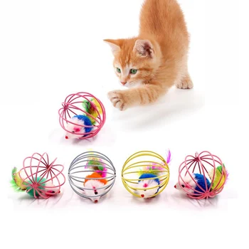 1 BUC Jucarie Pisica Stick Pene Bagheta Cu Clopot Mouse-ul Cușcă Jucării din Plastic Artificial Colorate Cat Teaser Jucărie Animal de casă Supplies Culoare Aleatorii