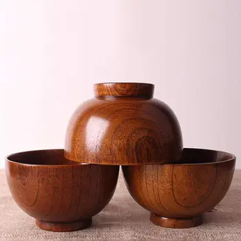 Vas de lemn pentru Orez, Supe, Deserturi, inghetata si Antigel Stil Asiatic - 11x7cm
