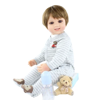 60 CM de Silicon Renăscut Băiat Papusa De Fata Toddler Copii Dress Up Boneca Cadou de Ziua Copilului Casă de Joacă de Culcare Jucarie