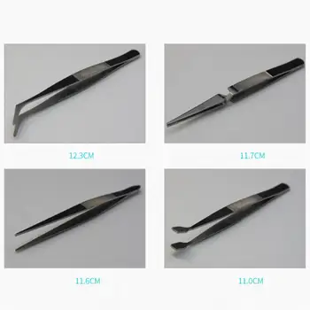 4buc Oțel Inoxidabil 12.3 cm/11.7 cm/11.6 cm/11 cm Set Pensete de Precizie Îngroșat Drept Vârful Curbat Pensete Instrumente de Reparare
