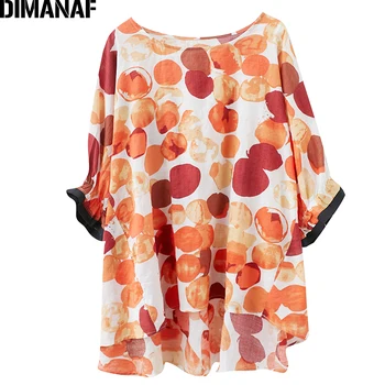 DIMANAF Femei T-Shirt, Bluze Vintage Print Pierde Vară 2021 Bază Doamna Tricouri Tricou Supradimensionat Bluza Bumbac Tunica ClothingOversize