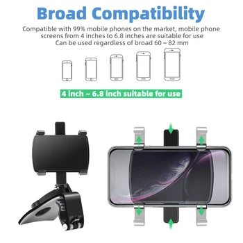 Masina universala cu Suport pentru Telefon de Bord Telefon Mobil GPS Stand Pentru Xiaomi Redmi Notă Clipuri 360 Oglinda Retrovizoare cu Suport pentru Telefon Suportul