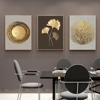Rezumat Golden Leaf Panza Poster Pictura Arta De Perete Moderne De Imprimare Tablouri Decorative Stil Nordic Living Home Decor