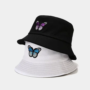 2021 Om Nou Femeie Fluture Găleată Pălărie De Culoare Bomboane De Bumbac Pălărie Pescar Pliat Windproof Panama Pălărie De Moda Ciclism Vânătoare Pălărie