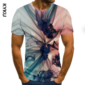 KYKU Cerneală stil pentru bărbați T-shirt 3D creative cloud grafic T-shirt casual de vara topuri de moda gât rotund tricou plus dimensiune streetwear