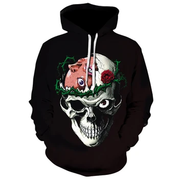 Bărbați 2021 Red Skull Hanorace de imprimare 3D Amuzant Hanorac Tricou Hip Hop Om Mare Dimensiune de Toamna Iarna de Calitate Streetwear 4XL