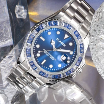 PLADEN Bărbați Wathes Albastru Laborator de Diamante din Oțel Inoxidabil Top Brand de Lux Automatic Data Reloj de Înot Scufundări AAA Cuarț Ceasuri