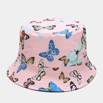2021 Noua Moda Fluture Găleată Pălării Panama Beach Palarie De Soare Capac De Vară Reversibile Pescar Pălărie Bob Hip Hop Gorros