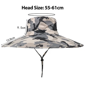 15cm Margine Largă Pălărie de Soare Camuflaj Impermeabil Bonnie Hat Protectie UV Drumeții în aer liber Capac iute Uscat Plaja de Pescuit Găleată Pălării