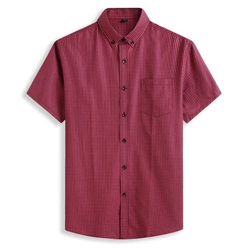 SHAN BAO Clasic de Brand Plaid Short Sleeve Shirt 2021 Vară a Tineretului Liber Casual de Dimensiuni Mari Tricou Albastru Rosu Galben Verde XXL-10XL