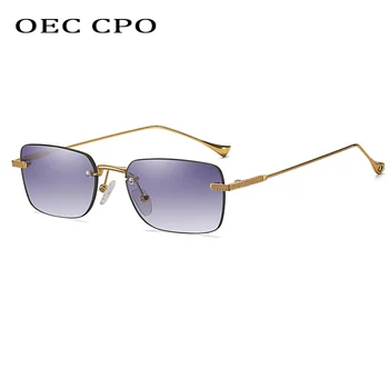 OEC CPO Moda fără ramă Dreptunghi ochelari de Soare Femei de Epocă Pătrat Ochelari de Soare de sex Feminin Fara rama Ochelari de Oameni Lunette De Soleil