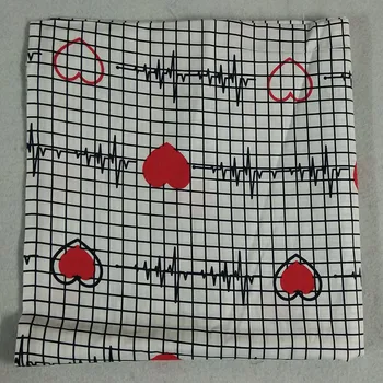 50x160cm Negru Alb Roșu de Căldură Electrocardiograma Imprimate Tesatura de Bumbac Cârpă Mozaic Rochie DIY de Cusut, Quilting Decor Acasă