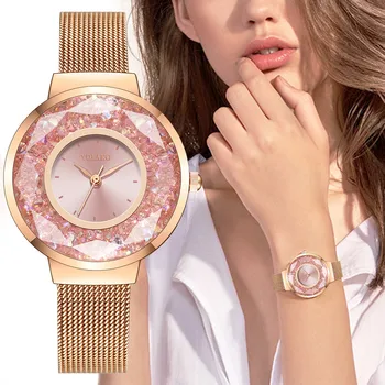 YOLAKO de Lux Femei a Crescut de Aur Ceasuri Minimalism cristal de Cuarț Moda Casual sex Feminin Ceas zegarek damski reloj mujer