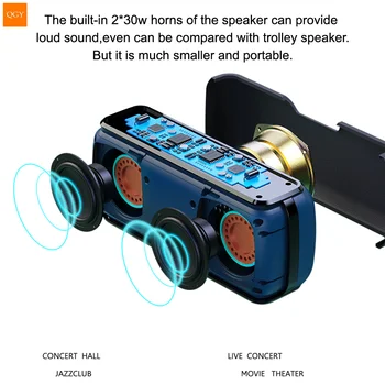 QGY X8 60W Portabil Bluetooth Difuzoare de Bass cu Subwoofer Wireless, rezistent la apa IPX5 TWS 15h Timp de Joc Asistent de Voce Suplimentare