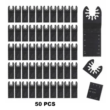 50 Buc Ferăstrău Oscilant Instrument Cu Mai Multe Piese Se Amestecă Kit Set Negru Din Oțel Carbon De Înaltă Pentru Metal Moale De Plastic De Tăiere Pentru Prelucrarea Lemnului