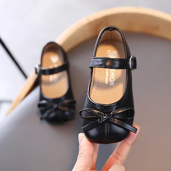2021 Primăvara anului Nou Stil de Pantofi Fete Arc Copil Printesa Pantofi Negru Mary Jane Pantofi Pentru Copii din Piele PU Alunecare pe Pantofi
