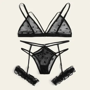 Nouă Femei Plus Dimensiune Lenjerie de Dantelă Sutien+Thong Set de Lenjerie Negru Sleepwear секс Lenjerie Femme Sexy