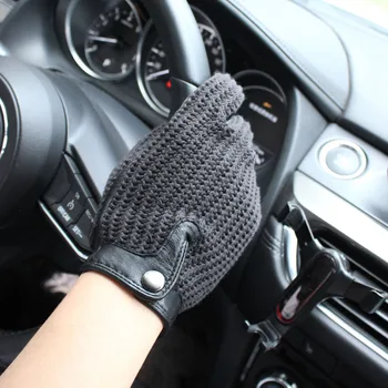 De înaltă calitate nou piele pentru bărbați de conducere non-alunecare de mănuși touch screen, piele de oaie tricotate respirabil de echitatie motocicleta mănuși