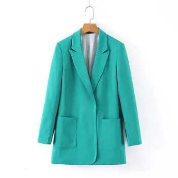 2020 Noua moda sacou casual pentru femei de primavara de culoare solidă maneca lunga mare buzunarul sacoului de sex feminin coreeană birou blazer jacheta 3286