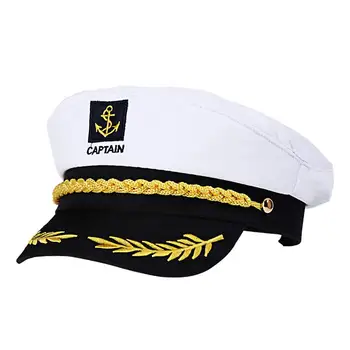 Adult Iaht, Barcă, Navă Marinar Căpitanul Costum Pălărie Capac Marinei Amiralul Marin Brodate Căpitanul Capac (Alb)