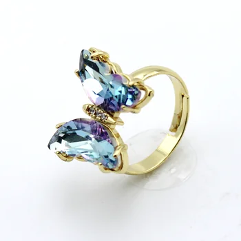 Femei pahar de cristal inel de fluture, la modă și versatil, aur inel, reglabil, cu dimensiuni reglabile, bijuterii cadouri