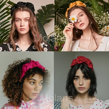 Molans Triple Rozeta Faille Bentita pentru Femei Hairband Culoare Solidă de Mătase Coroană de Flori de Păr Hoop Bandă de Moda Accesorii de Par
