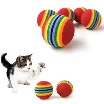 5 BUC Minge Curcubeu Pisică Jucărie Minge Colorate Interactive de Produse pentru animale de Companie Pisoi Joc de Mestecat Rattle Zero Minge de Formare Consumabile pentru animale de Companie