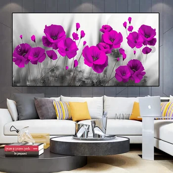 Planta Flori Pictura Arta Rosu Albastru Violet Floare Canvas Tablou Modern Decor Acasă Pictura