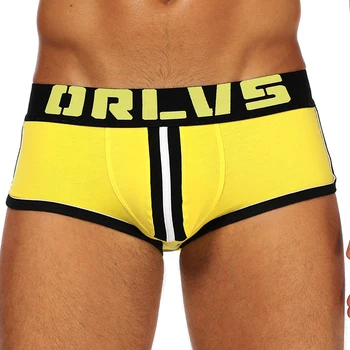 ORLVS Brand Bărbați Chiloți Boxer shorts Backless Fese Bumbac spate deschisă Sexy Bărbați Gay Lenjerie Cureaua cuecas Gay chilotei