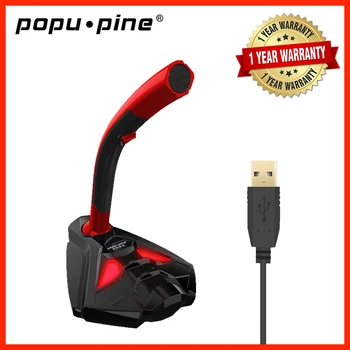 PopuPine Gooseneck Microfon cu Fir USB Studio Omnidirecțional 360 Jocuri Cântând PC Microfon Profesional cu Fir Microphon