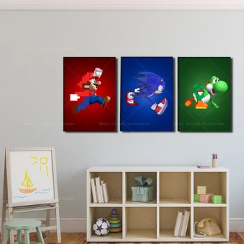 Rupe Dimensiune Super Smash Bros Yoshi Canvas Wall Art Poster Acasă Decorare Joc Pictura Clasică Caracter De Imagine