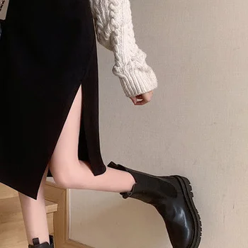 Neregulate Fuste Femei coreeană Stil Chic Partea de fantă Grosime All-meci Slim Faldas Mujer Ulzzang Elegante de Primavara Toamna de Agrement Confortabil