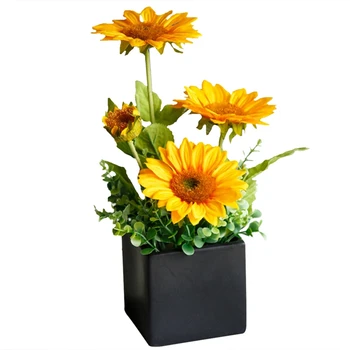 1 Frumoasa Floarea-soarelui Ghiveci Buchet de Plastic de Flori de Mătase Artificială de Înaltă Calitate de Flori de Grădină Acasă Petrecere de Nunta de Decorare DIY