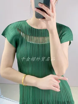 2021 vara femei nișă de design T-shirt Miyak ori de Bază rundă gâtul străpuns franjuri slim de slabit tricouri