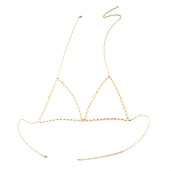 Femeile Boem Plaja Sexy Piept Lanț Pearl Sutien Corpul Cravată Colier Bijuterii