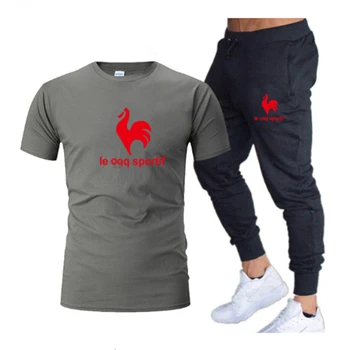 Men ' s T-Shirt Și Pantaloni Set Casual Două Bucata Trening Sport Sport Respirabil 2021 Moda de Vara Noi de zi cu Zi Costum de Funcționare