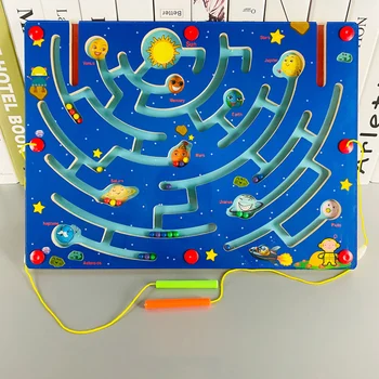 Copiii Magnetic Labirint Jucarie Copii Puzzle Din Lemn Jucărie Joc De Copii De Învățământ Devreme Teaser Creier Jucărie Din Lemn Intelectuală Puzzle Bord