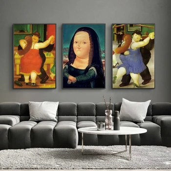 Amuzant Mona Lisa Arta Panza Panza Pictura Cuadros Postere, Printuri de Arta de Perete pentru Camera de zi Decor Acasă (Fara Rama)