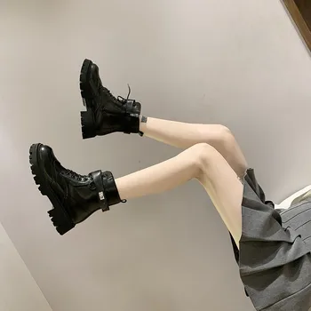 Vintage maro doamna de moda botinele de Toamna gros TPR unic goth pantofi negru glezna cizme 2020 cald, doamnă