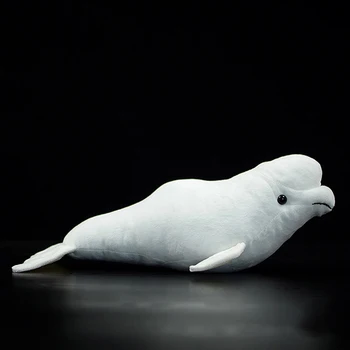 Balenă Beluga Moale Umplute, Jucării de Pluș Delphinapterus leucas Papusa Simulare Drăguț Balenă Albă Realiste de Animale Marine Model Copii Cadou