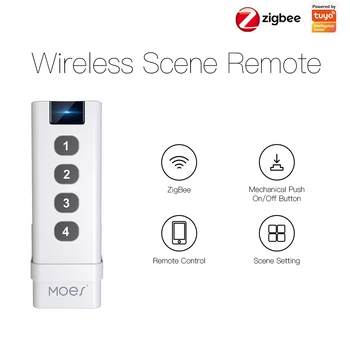 MoesHouse ZigBee casei inteligente Wireless Scena Comutator 4 Gasca de la Distanță Portabil Tuya Zigbee Hub Necesară Nici o limită la Dispozitive de Control