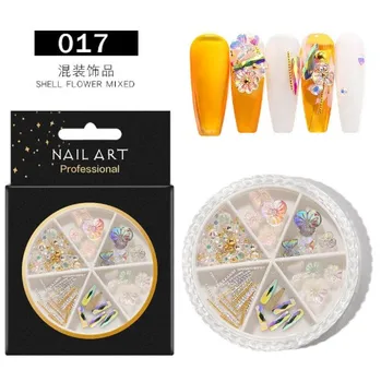Unghii Stras Nituri, Fluturi 6Grids Asortate Mixte Colorate Știfturi de Cristal Margele Nail 3D Decoratiuni de Arta Unghiilor Accesorii