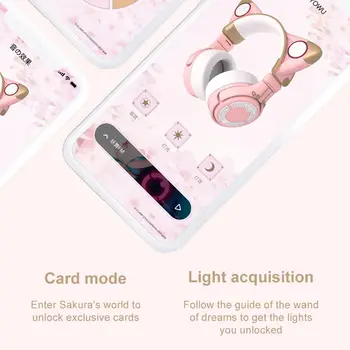 YOWU Sakura Căști fără Fir carte de Magie pentru a controla RGB lumini de Înaltă Calitate Cat Casco Fată Drăguț Pisică Ureche căști Pentru PC