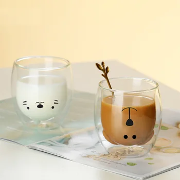 300ml Cupa de Sticla Creative Drăguț Cutie de Urs rezistente la Căldură Dublu-strat Cafea, Lapte, Suc Bere Cani Ceașcă de ceai pentru Doamna Cadou de Crăciun