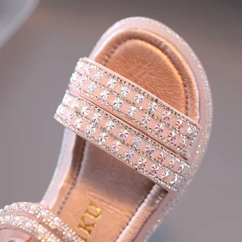 Fete Sandale de Vara Noi Fata Pearl Moda Printesa Pantofi Copii Fund Moale Stras Scandaluri Dulce Pentru Nunta Chic