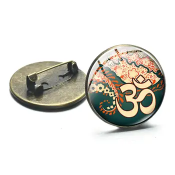 Farmecul Retro Mandala Yoga Simbol Om Broșe Boem Budismul Zen Chakra Lotus Ace De Metal Rucsac Haine, Jachete, Insigne