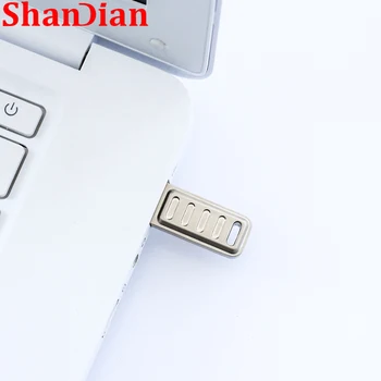 SHANDIAN metal memoria usb flash drive 32GB pendrive 64GB 128GB impermeabil pen drive 16GB 8GB usb 2.0 stick key free logo-ul Personalizat