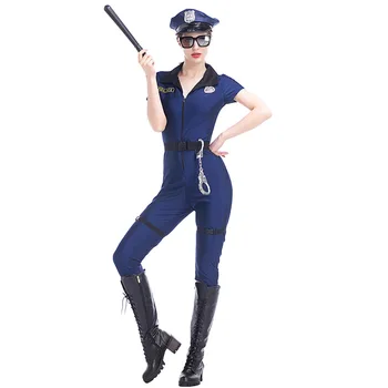 Halloween Purim Adult Sexy Costume de Partid Femeie Ofițer de Poliție Costum de Uniformă Salopeta pentru Femei