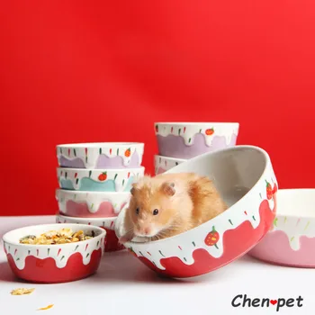 Cute Strawberry Mic animal de Companie, Bol Alimentar Hamster Ceramice Bol Alimentar de Calitate cobai Baie, Toaletă pentru Baie de Nisip